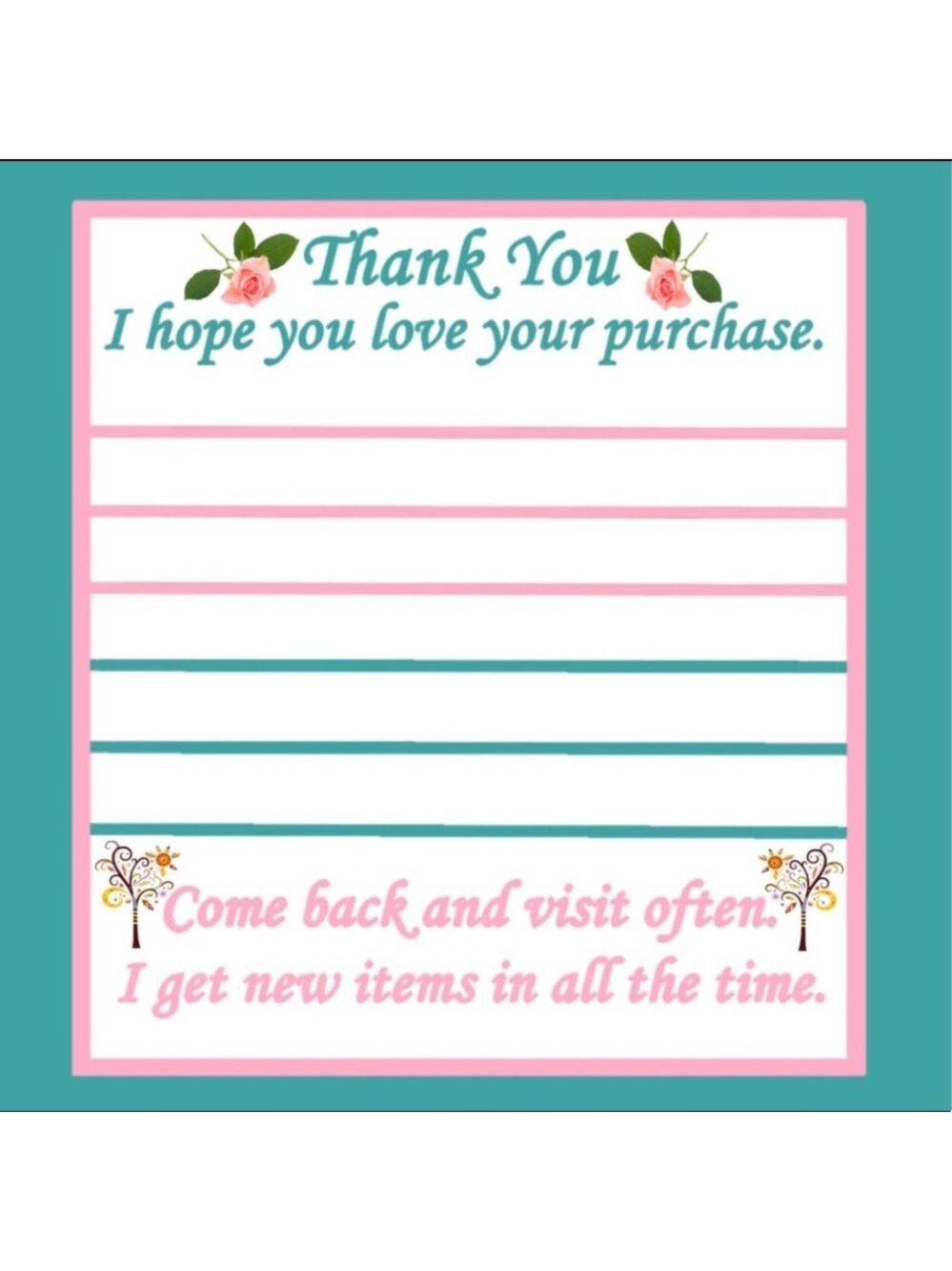 25 3x3 Thank You / Appreciation Card ADD ON DEAL PRICE IS FIRM - Picture 3 of 4